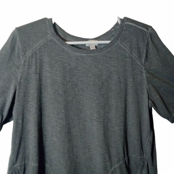 Logo Lori Goldstein Womens Gray Elbow Sleeve Tunic Top Pockets Size L  A592714 - Picture 3 of 14